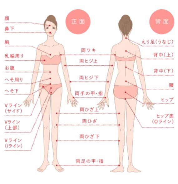 銀座カラー_脱毛箇所_スクショ